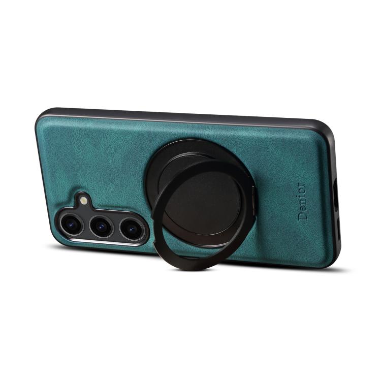 For Samsung Galaxy S25+ 5G Denior A14 Skin Feel Rotating Holder MagSafe Phone Case(Blue)