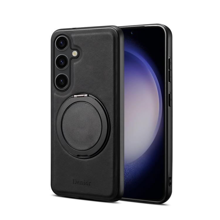 For Samsung Galaxy S25+ 5G Denior A14 Skin Feel Rotating Holder MagSafe Phone Case(Black)