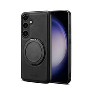 For Samsung Galaxy S25+ 5G Denior A14 Skin Feel Rotating Holder MagSafe Phone Case(Black)