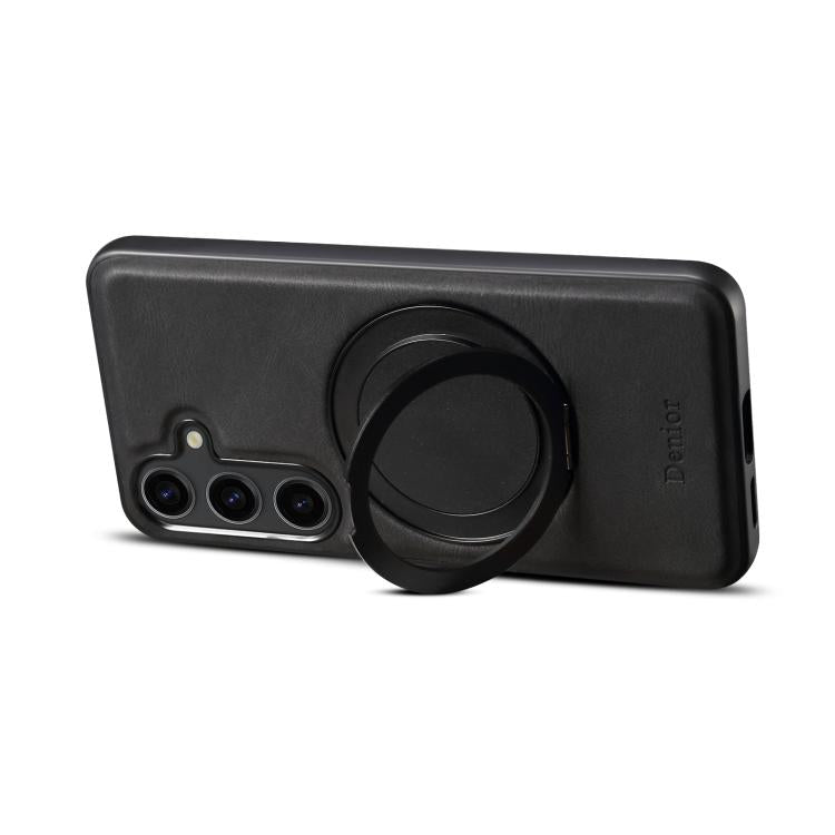 For Samsung Galaxy S25+ 5G Denior A14 Skin Feel Rotating Holder MagSafe Phone Case(Black)