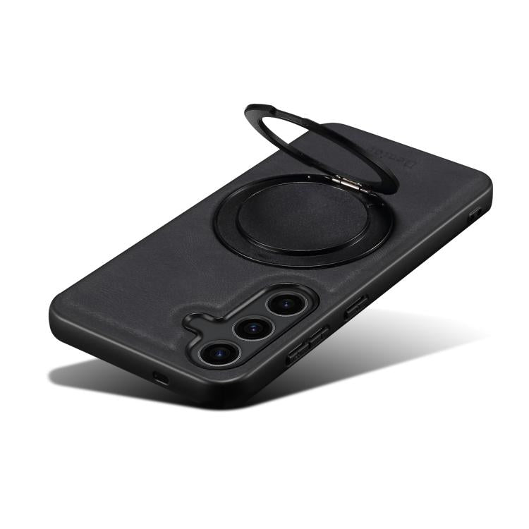 For Samsung Galaxy S25+ 5G Denior A14 Skin Feel Rotating Holder MagSafe Phone Case(Black)