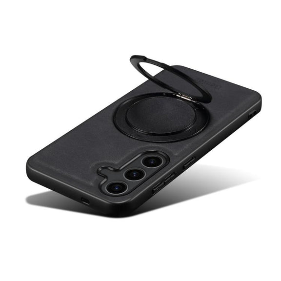 For Samsung Galaxy S25+ 5G Denior A14 Skin Feel Rotating Holder MagSafe Phone Case(Black)