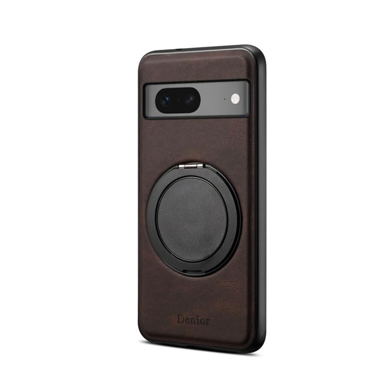 For Google Pixel 7 Denior A14 Skin Feel Rotating Holder MagSafe Phone Case(Brown)