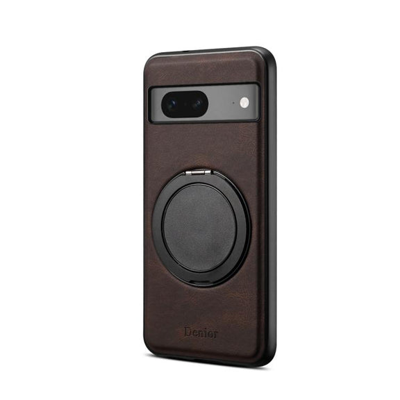 For Google Pixel 7 Denior A14 Skin Feel Rotating Holder MagSafe Phone Case(Brown)