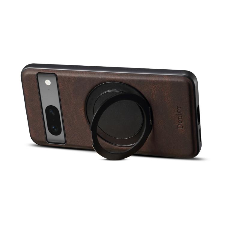 For Google Pixel 7 Denior A14 Skin Feel Rotating Holder MagSafe Phone Case(Brown)