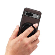 For Google Pixel 7 Denior A14 Skin Feel Rotating Holder MagSafe Phone Case(Brown)