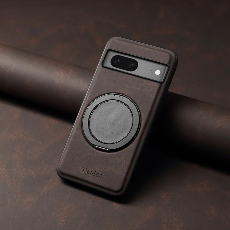 For Google Pixel 7 Denior A14 Skin Feel Rotating Holder MagSafe Phone Case(Brown)