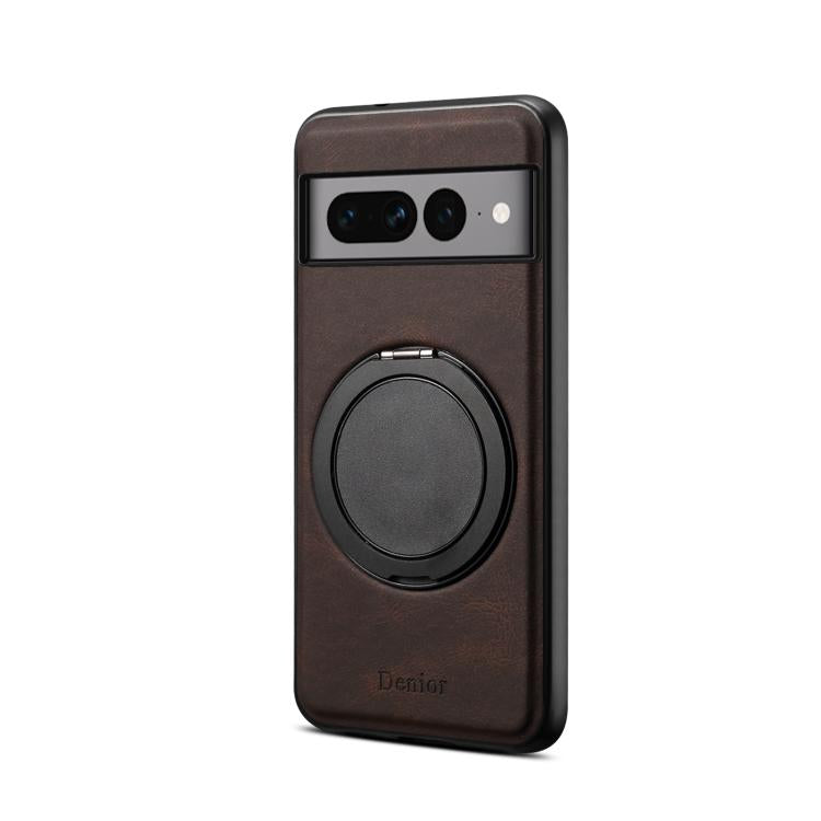 For Google Pixel 7 Pro Denior A14 Skin Feel Rotating Holder MagSafe Phone Case(Brown)