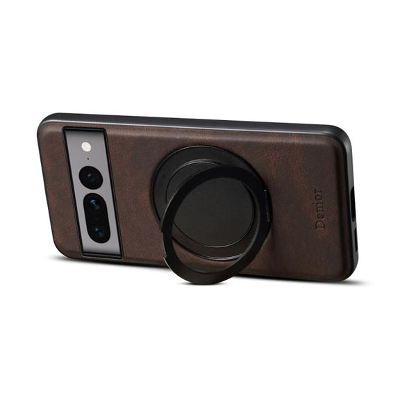 For Google Pixel 7 Pro Denior A14 Skin Feel Rotating Holder MagSafe Phone Case(Brown)