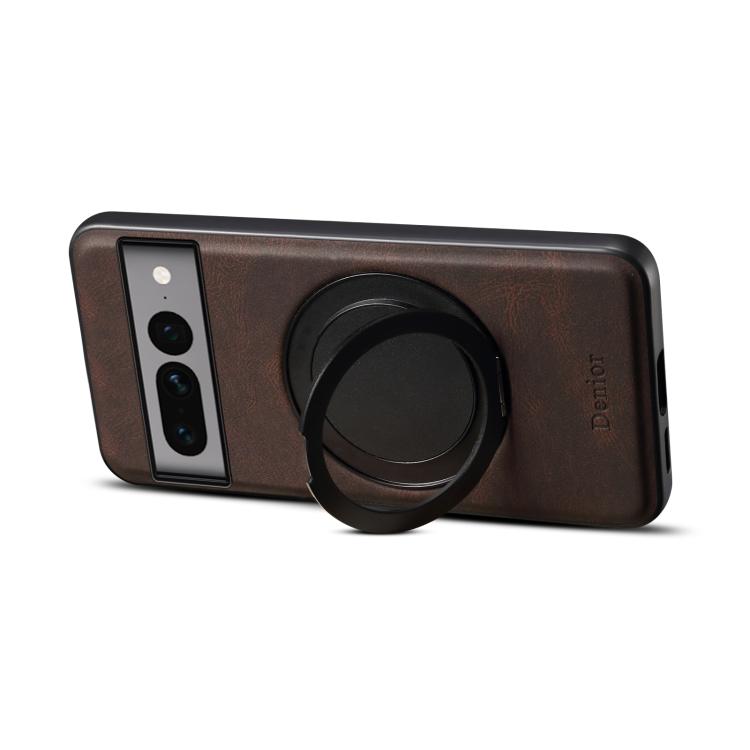 For Google Pixel 7 Pro Denior A14 Skin Feel Rotating Holder MagSafe Phone Case(Brown)