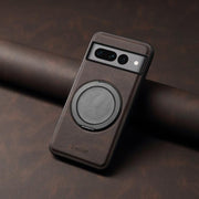 For Google Pixel 7 Pro Denior A14 Skin Feel Rotating Holder MagSafe Phone Case(Brown)