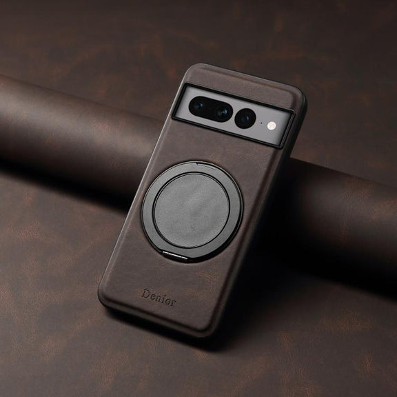 For Google Pixel 7 Pro Denior A14 Skin Feel Rotating Holder MagSafe Phone Case(Brown)