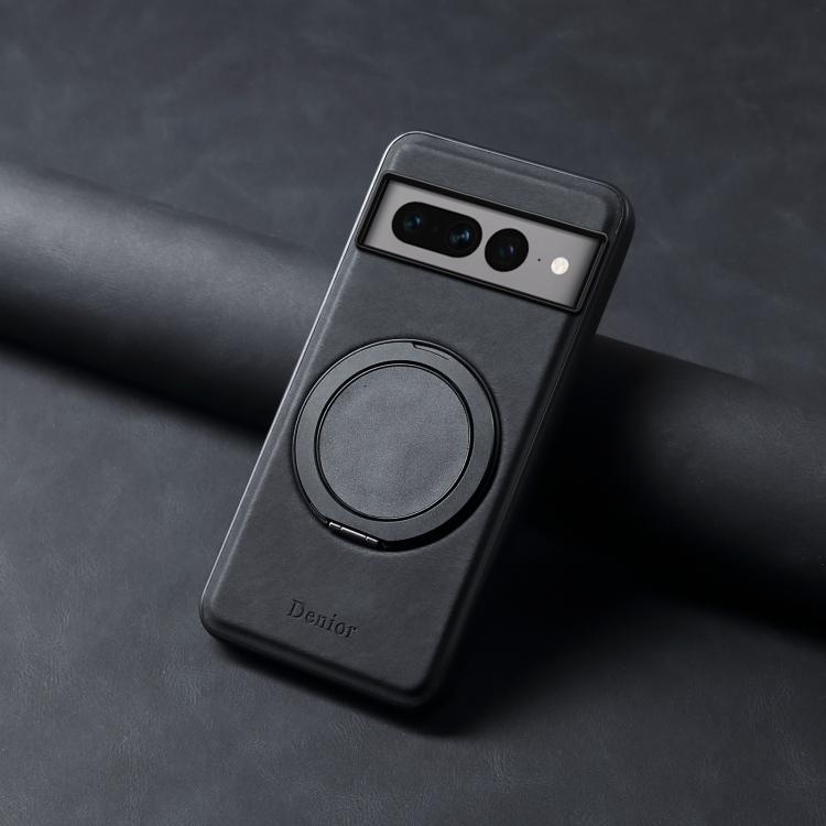 For Google Pixel 7 Pro Denior A14 Skin Feel Rotating Holder MagSafe Phone Case(Black)