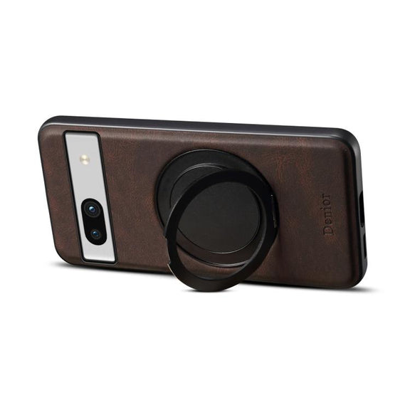 For Google Pixel 7a Denior A14 Skin Feel Rotating Holder MagSafe Phone Case(Brown)