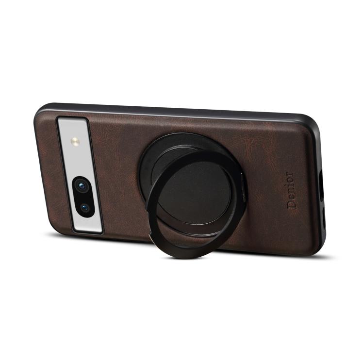 For Google Pixel 7a Denior A14 Skin Feel Rotating Holder MagSafe Phone Case(Brown)