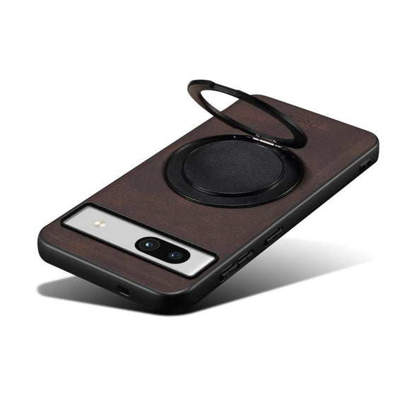 For Google Pixel 7a Denior A14 Skin Feel Rotating Holder MagSafe Phone Case(Brown)
