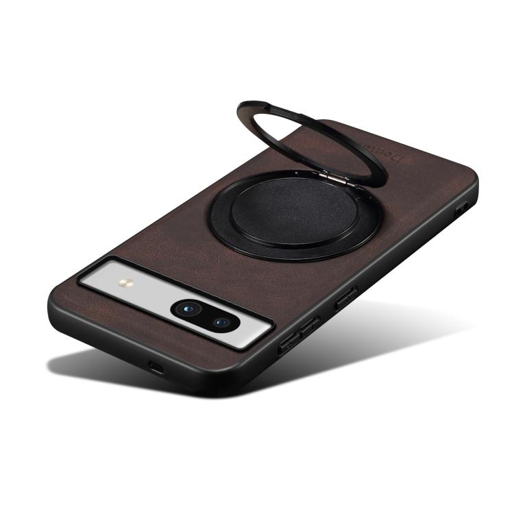 For Google Pixel 7a Denior A14 Skin Feel Rotating Holder MagSafe Phone Case(Brown)