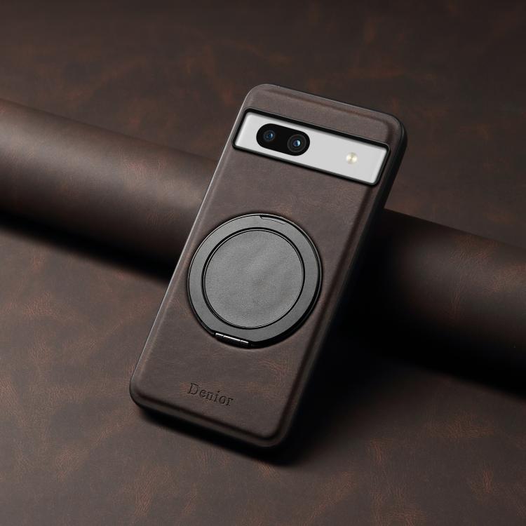 For Google Pixel 7a Denior A14 Skin Feel Rotating Holder MagSafe Phone Case(Brown)