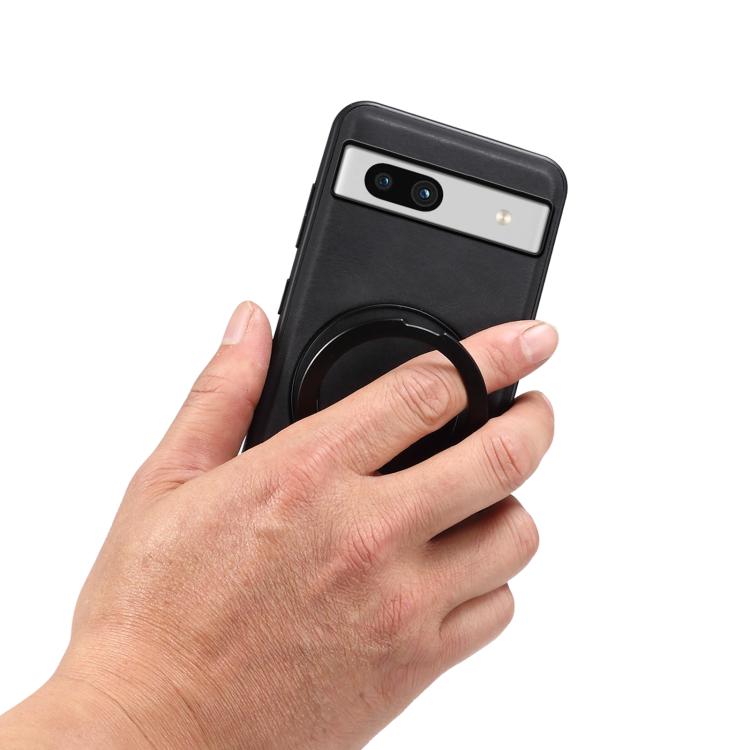 For Google Pixel 7a Denior A14 Skin Feel Rotating Holder MagSafe Phone Case(Black)