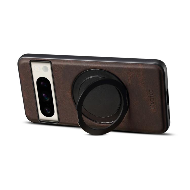 For Google Pixel 8 Pro Denior A14 Skin Feel Rotating Holder MagSafe Phone Case(Brown)