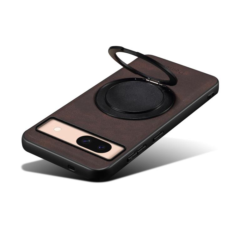 For Google Pixel 8a Denior A14 Skin Feel Rotating Holder MagSafe Phone Case(Brown)