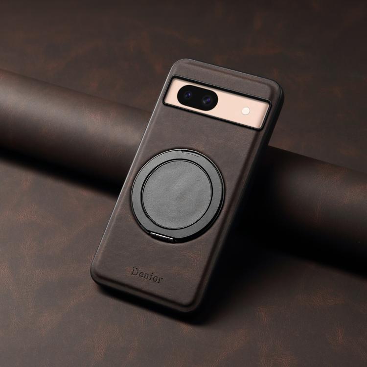 For Google Pixel 8a Denior A14 Skin Feel Rotating Holder MagSafe Phone Case(Brown)