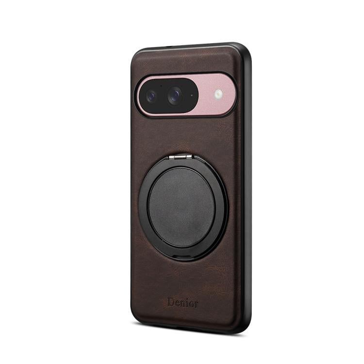 For Google Pixel 9 Denior A14 Skin Feel Rotating Holder MagSafe Phone Case(Brown)