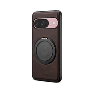 For Google Pixel 9 Denior A14 Skin Feel Rotating Holder MagSafe Phone Case(Brown)