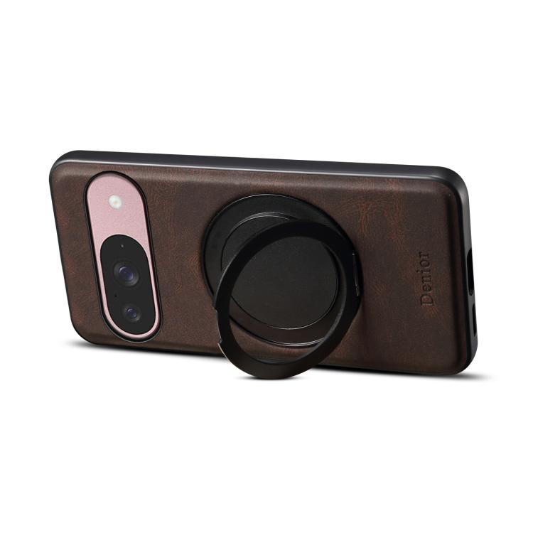 For Google Pixel 9 Denior A14 Skin Feel Rotating Holder MagSafe Phone Case(Brown)