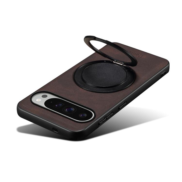 For Google Pixel 9 Pro XL Denior A14 Skin Feel Rotating Holder MagSafe Phone Case(Brown)