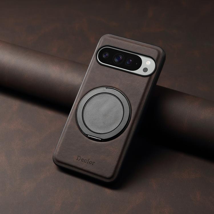 For Google Pixel 9 Pro XL Denior A14 Skin Feel Rotating Holder MagSafe Phone Case(Brown)