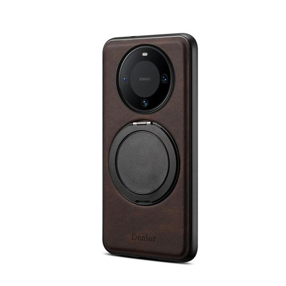 For Huawei Mate 60 Denior A14 Skin Feel Rotating Holder MagSafe Phone Case(Brown)