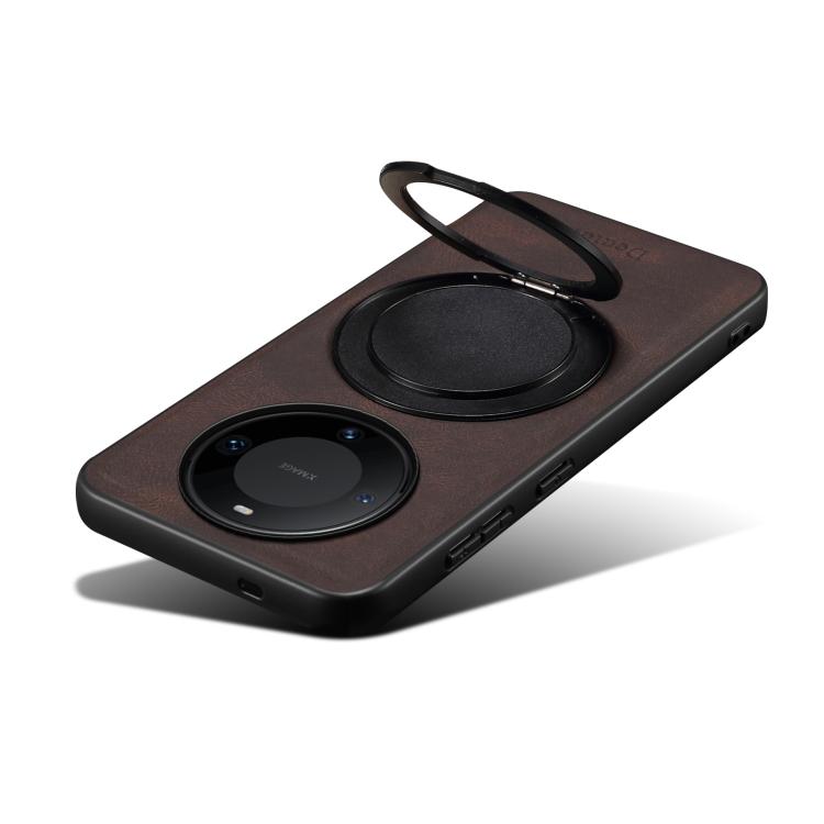 For Huawei Mate 60 Pro / 60 Pro+ Denior A14 Skin Feel Rotating Holder MagSafe Phone Case(Brown)