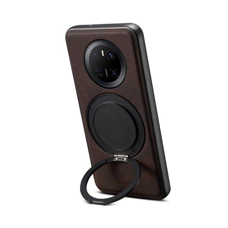 For Huawei Mate 70 Denior A14 Skin Feel Rotating Holder MagSafe Phone Case(Brown)