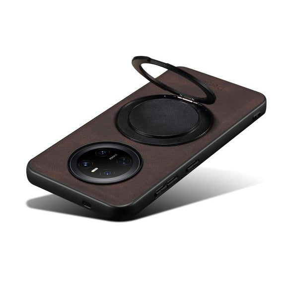 For Huawei Mate 70 Denior A14 Skin Feel Rotating Holder MagSafe Phone Case(Brown)