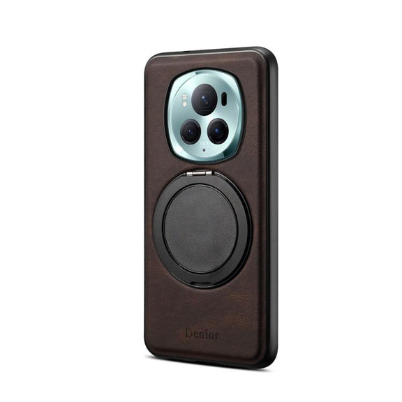 For Honor Magic6 Pro Denior A14 Skin Feel Rotating Holder MagSafe Phone Case(Brown)