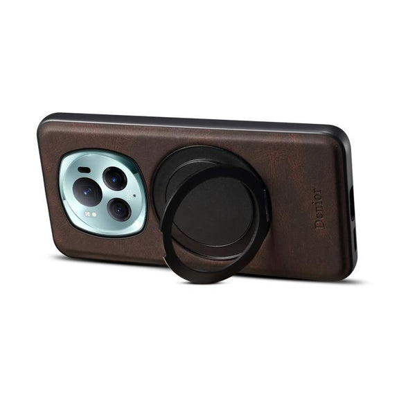 For Honor Magic6 Pro Denior A14 Skin Feel Rotating Holder MagSafe Phone Case(Brown)