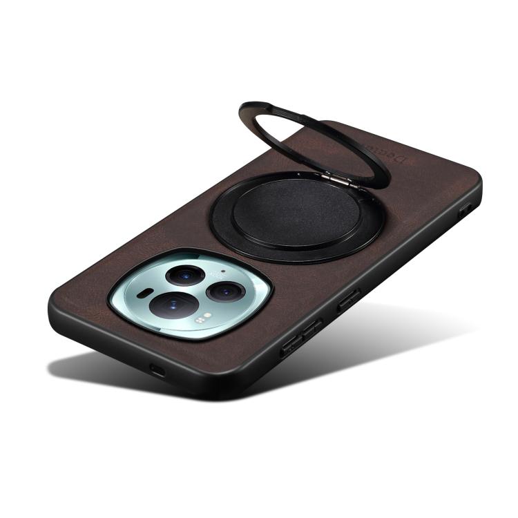 For Honor Magic6 Pro Denior A14 Skin Feel Rotating Holder MagSafe Phone Case(Brown)