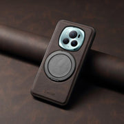 For Honor Magic6 Pro Denior A14 Skin Feel Rotating Holder MagSafe Phone Case(Brown)