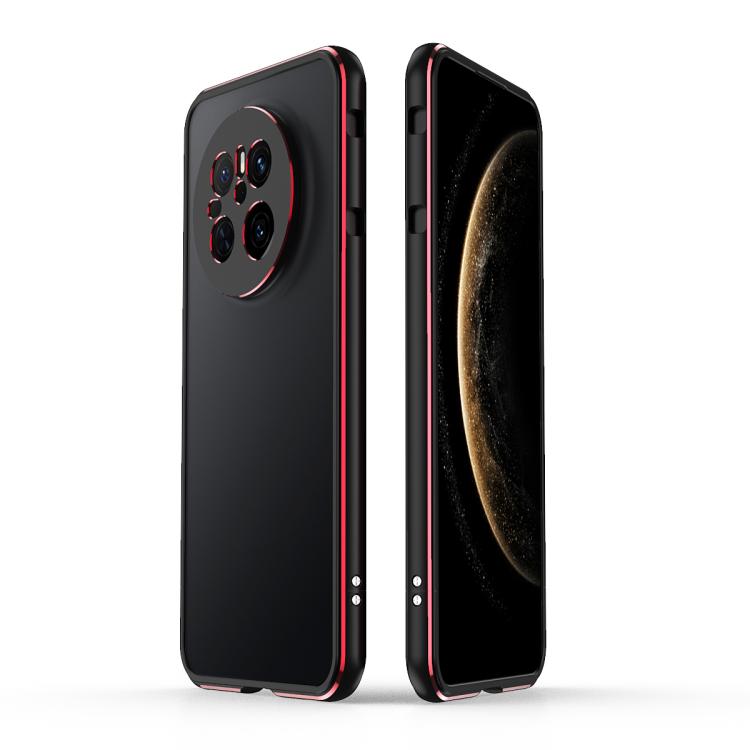 For Huawei Mate 70 Aurora Series Lens Protector + Metal Frame Phone Case(Black Red)