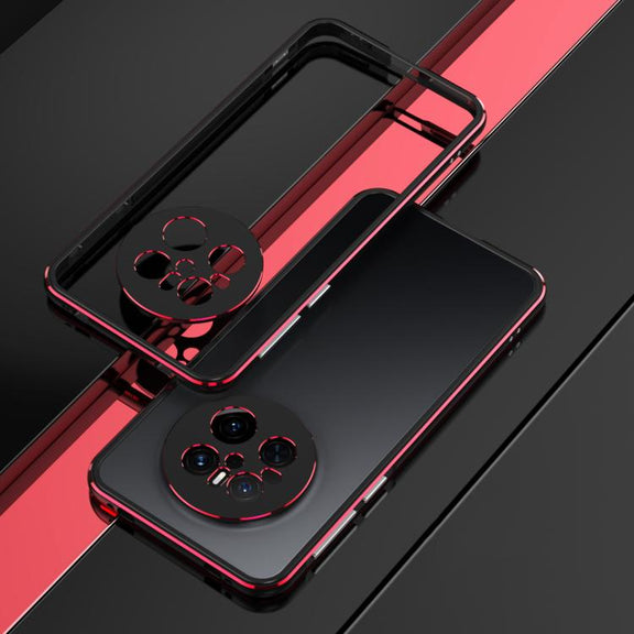 For Huawei Mate 70 Aurora Series Lens Protector + Metal Frame Phone Case(Black Red)