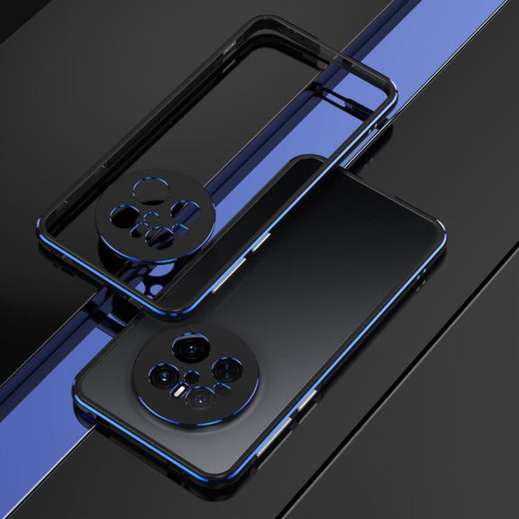 For Huawei Mate 70 Aurora Series Lens Protector + Metal Frame Phone Case(Black Blue)