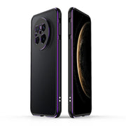 For Huawei Mate 70 Aurora Series Lens Protector + Metal Frame Phone Case(Black Purple)