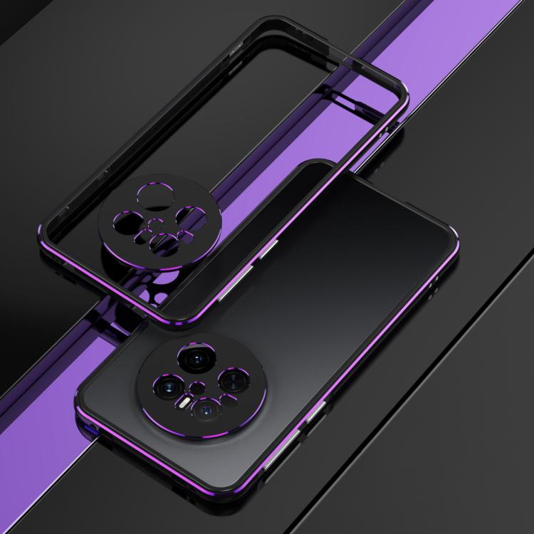 For Huawei Mate 70 Aurora Series Lens Protector + Metal Frame Phone Case(Black Purple)