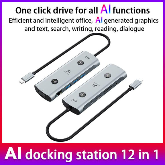 YCE V172 12 in 1 USB-C / Type-C HUB Adapter AI Docking Station(Grey)