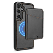 For Samsung Galaxy S25 5G Skin Feel Detachable Card Bag Magsafe Phone Case(Black)