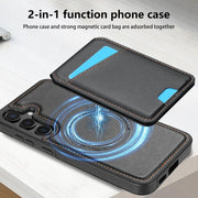 For Samsung Galaxy S25 5G Skin Feel Detachable Card Bag Magsafe Phone Case(Black)