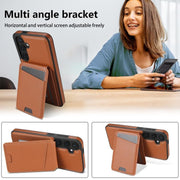 For Samsung Galaxy S25 5G Skin Feel Detachable Card Bag Magsafe Phone Case(Brown)