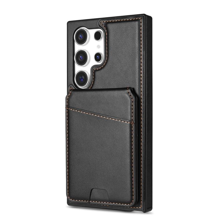 For Samsung Galaxy S25 Ultra 5G Skin Feel Detachable Card Bag Magsafe Phone Case(Black)