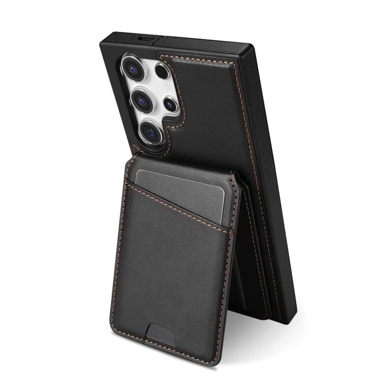 For Samsung Galaxy S25 Ultra 5G Skin Feel Detachable Card Bag Magsafe Phone Case(Black)